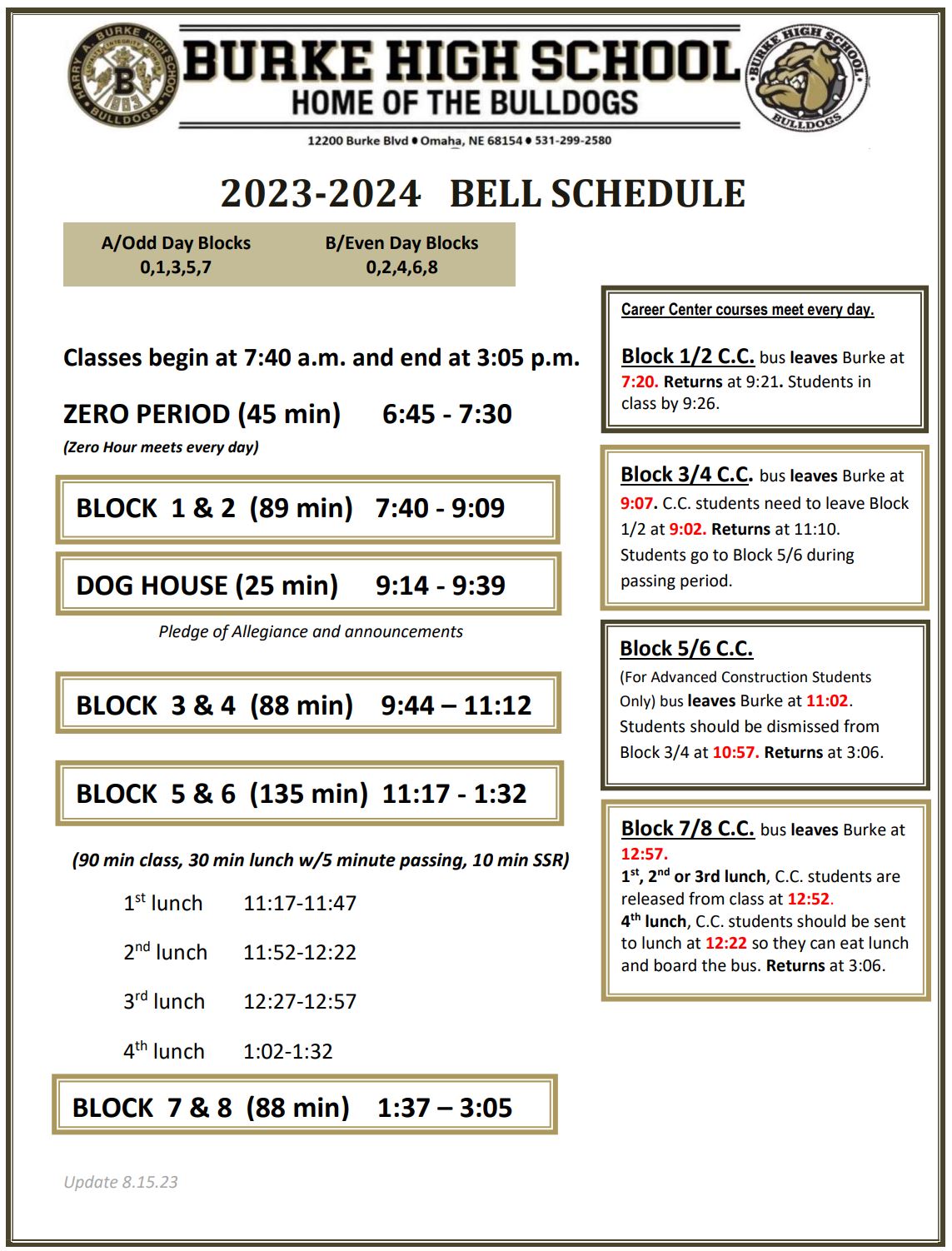 Burke Bell Schedule